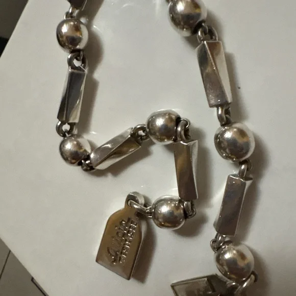 Alicia Mexico 925 Sterling Silver Beaded Bar Link Bracelet Signed 18g - Picture 2 of 7